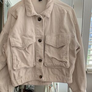 Forever 21 Corduroy Utility Jacket - Cream